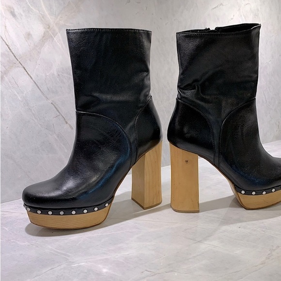 ZARA 70’S STYLE WOOD PLATFORM BOOTS - Picture 6 of 6